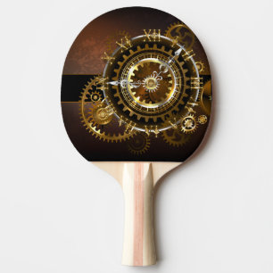 Raquette De Ping Pong Horloge Steampunk avec des engrenages anciens