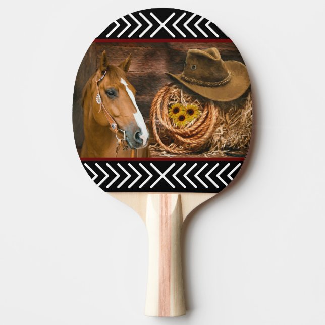 Raquette De Ping Pong Horse cowboy Hat Lasso Western (Devant)