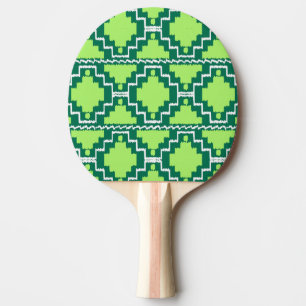 Raquette De Ping Pong Ikat Aztec Motif - Forêt et chaux vert