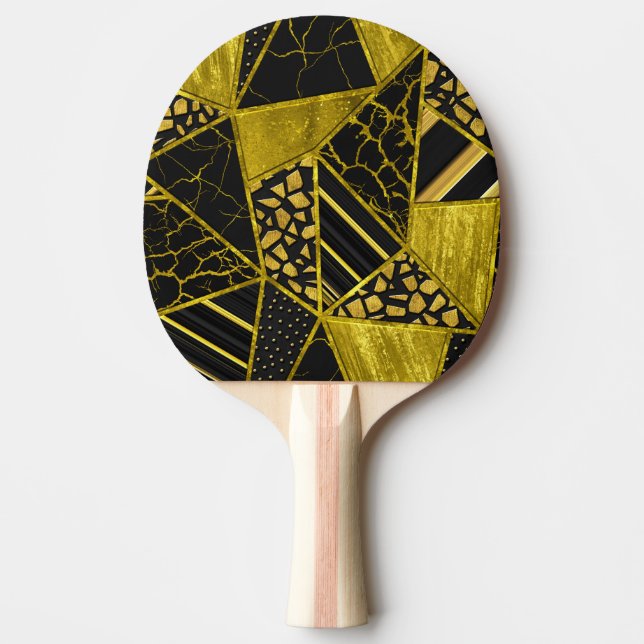 Raquette De Ping Pong Illusion de texture du triangle noir or (Devant)