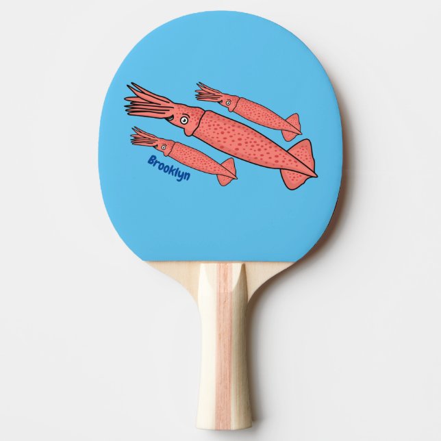Raquette De Ping Pong Illustration de calamar rose (Devant)