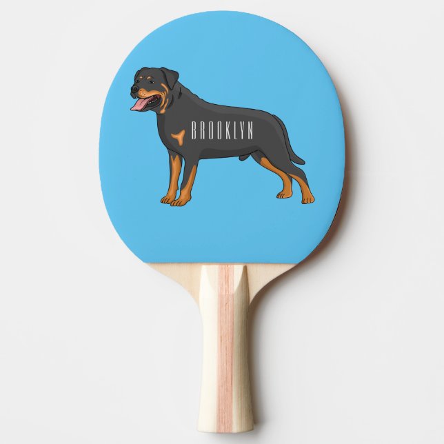 Raquette De Ping Pong Illustration de chien Rottweiler (Devant)