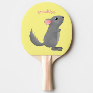Raquette De Ping Pong Illustration de chinchilla gris mignon
