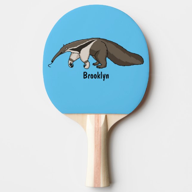 Raquette De Ping Pong Illustration de dessin animé d'Anteater happy (Devant)