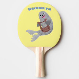 Raquette De Ping Pong Illustration de dessin animé de phoque à harpe mig
