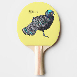 Raquette De Ping Pong illustration de dessin animé d'oiseau paon-phasme