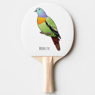 Raquette De Ping Pong Illustration de dessin animé d'oiseau pigeon vert 