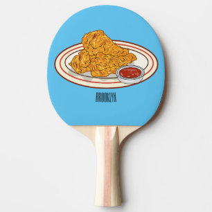 Raquette De Ping Pong Illustration de dessin animé sur le poulet frit