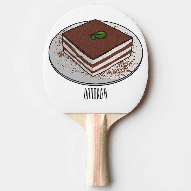 Raquette De Ping Pong Illustration de gâteau de Tiramisu (Devant)