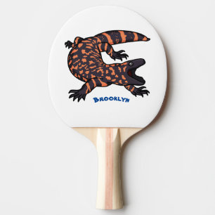 Raquette De Ping Pong Illustration de lézard géant affamé