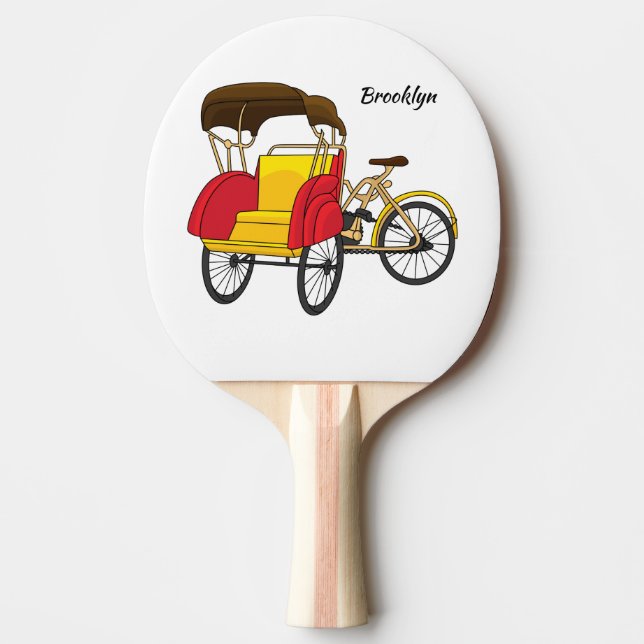 Raquette De Ping Pong Illustration de pousse-pousse pédicab (Devant)
