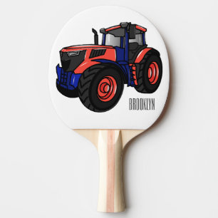 Raquette De Ping Pong Illustration de tracteur de dessin animé 