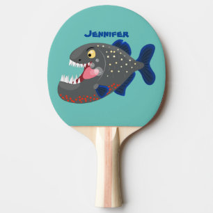 Raquette De Ping Pong Illustration drôle de piranha affamée