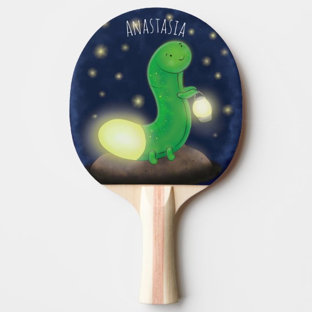 Raquette De Ping Pong Illustration du ver vert mou (Devant)