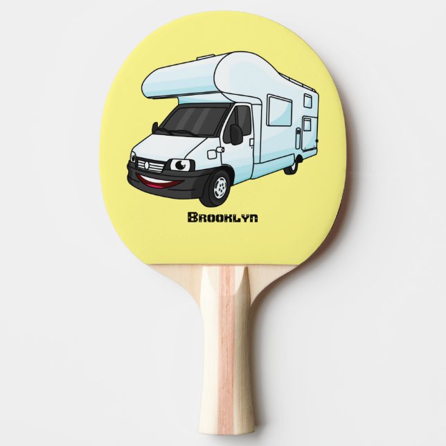 Raquette De Ping Pong Illustration d'un campervan heureux (Devant)