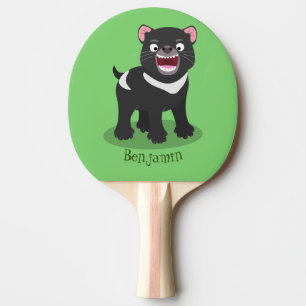 Raquette De Ping Pong Illustration d'un diable de Tasmanie affamé