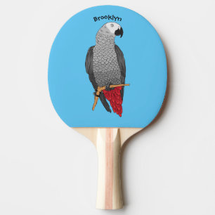Raquette De Ping Pong Illustration d'un perroquet gris en Afrique