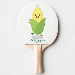 Raquette De Ping Pong Illustration d'une caricature de maïs joyeux