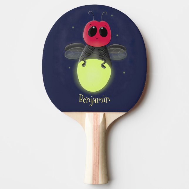 Raquette De Ping Pong Illustration d'une luciole à éclair mignon (Devant)