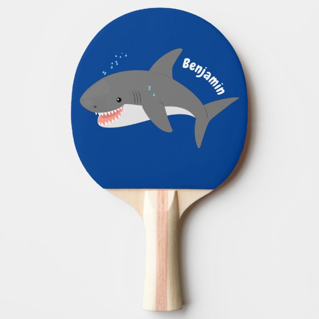 Raquette De Ping Pong Illustration joyeuse du grand requin blanc (Devant)