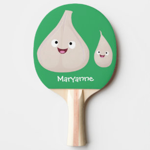 Raquette De Ping Pong Illustration végétale de caricature à l'ail mignon