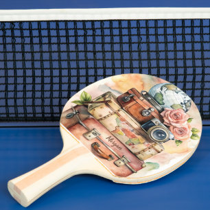 Raquette De Ping Pong Illustration Vintage voyage personnalisée