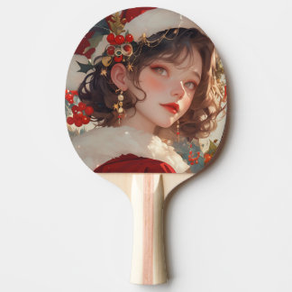 Raquette De Ping Pong Imaginaire de Noël : Père Noël fille Ping Pong Pad