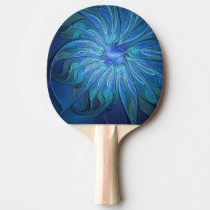 Raquette De Ping Pong Imaginaire Fleur Bleue Motif, Art Fractal Abstrait