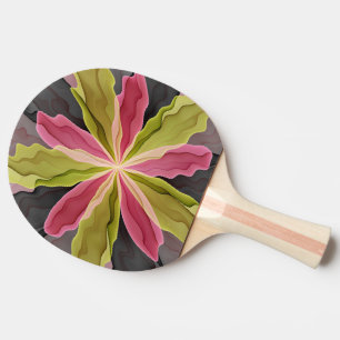 Raquette De Ping Pong Imaginaire rose vert anthracite Fleur Fractal Art