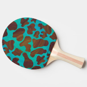 Raquette De Ping Pong Impression Brown et Turquoise de vache
