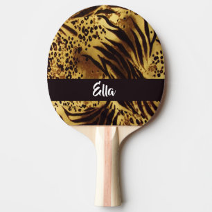 Raquette De Ping Pong Impression de la peau du tigre de nom personnalisé