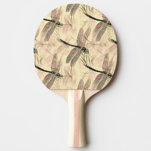 Raquette De Ping Pong Impression de libellules vintages (Devant)