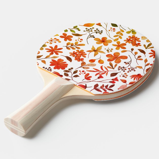 Raquette De Ping Pong Impression florale aquarelle (Devant Angle)