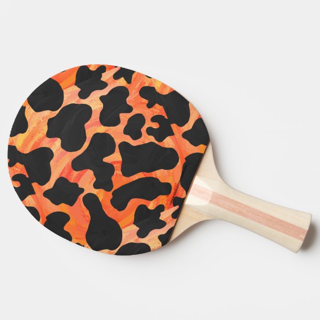 Raquette De Ping Pong Impression noire et orange de vache (Côté)