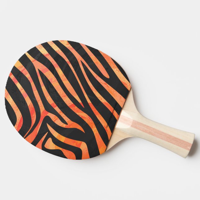Raquette De Ping Pong Impression noire et orange Zebra (Côté)
