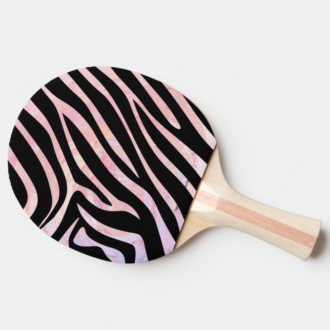 Raquette De Ping Pong Impression noire et rose Zebra (Côté)