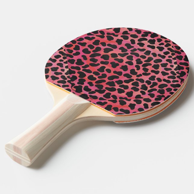 Raquette De Ping Pong Impression noire et rouge dalmate (Devant Angle)