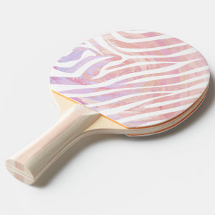 Raquette De Ping Pong Impression rose et blanc Zebra