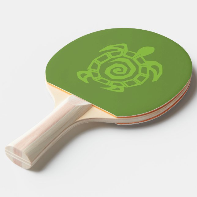Raquette De Ping Pong Impression verte de tortue (Devant Angle)
