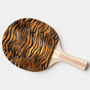 Raquette De Ping Pong Imprimé Animalier Rayures de Tigre Noir Brun Glamo