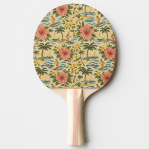 Raquette De Ping Pong Imprimé de chemise hawaïenne délavé du milieu du s