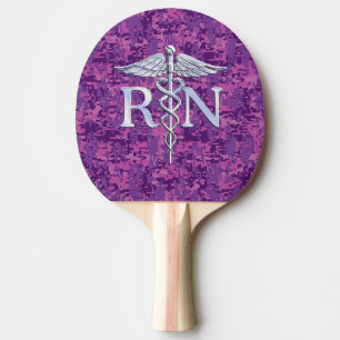 Raquette De Ping Pong Infirmière inscrite RN Caduceus sur Camouflage ros