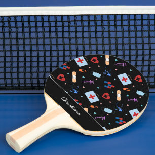 Raquette De Ping Pong Infirmière RN personnalisée Docteur Motif Médica