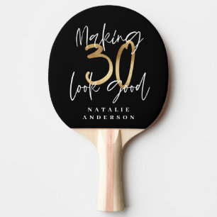 Raquette De Ping Pong Initiales de 30e anniversaire personnalisées cade