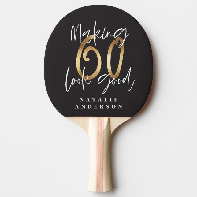 Raquette De Ping Pong Initiales de 60e anniversaire personnalisées cadea (Devant)