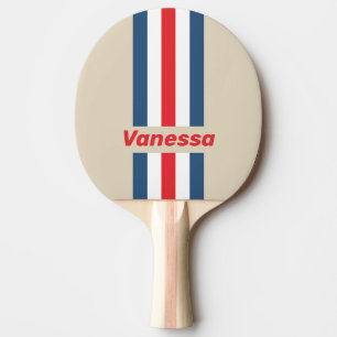 Raquette De Ping Pong Insigne vintage d'escadron rayé avec nom
