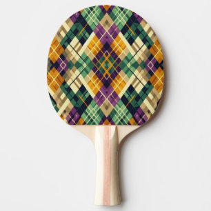Raquette De Ping Pong Jacquard Mardi Gras jaune violet vert