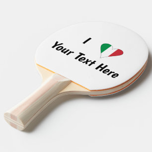 Raquette De Ping Pong J'aime (Drapeau Italie Cœur) Votre Texte