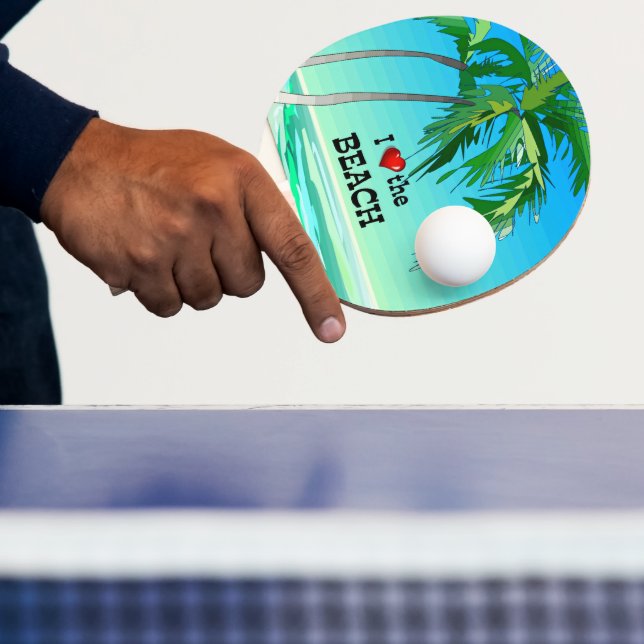 Raquette De Ping Pong J'aime la plage, bleu tropical (Insitu)