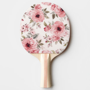 Raquette De Ping Pong Jardin de roses rose floral aquarelle botanique ro
